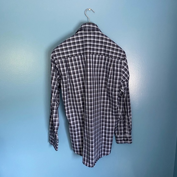 Black and Blue Plaid Dress Shirt - Picture 2 of 3
